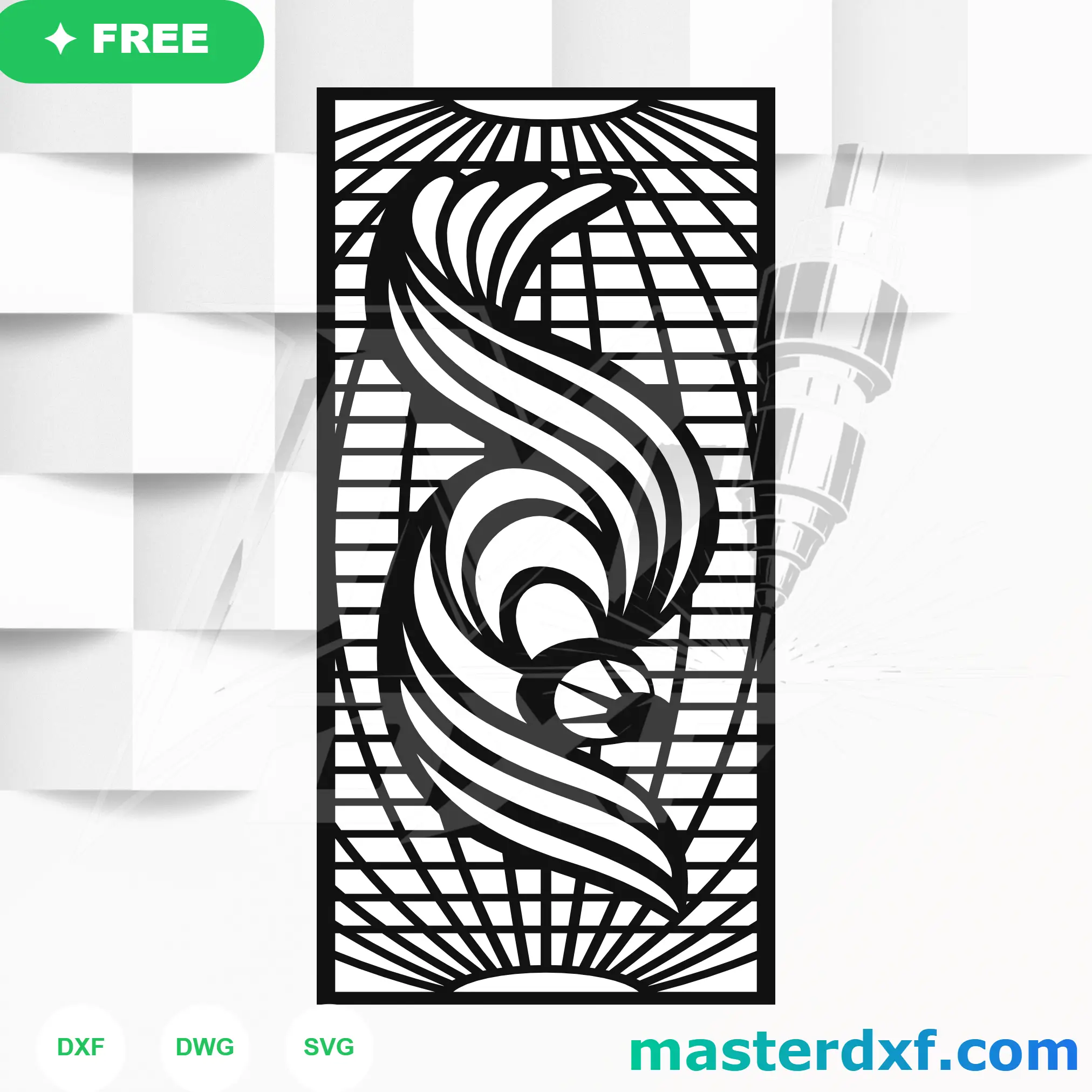 Flame Ribbon Sunburst DXF Panel for Bold Statement Doors DXF File